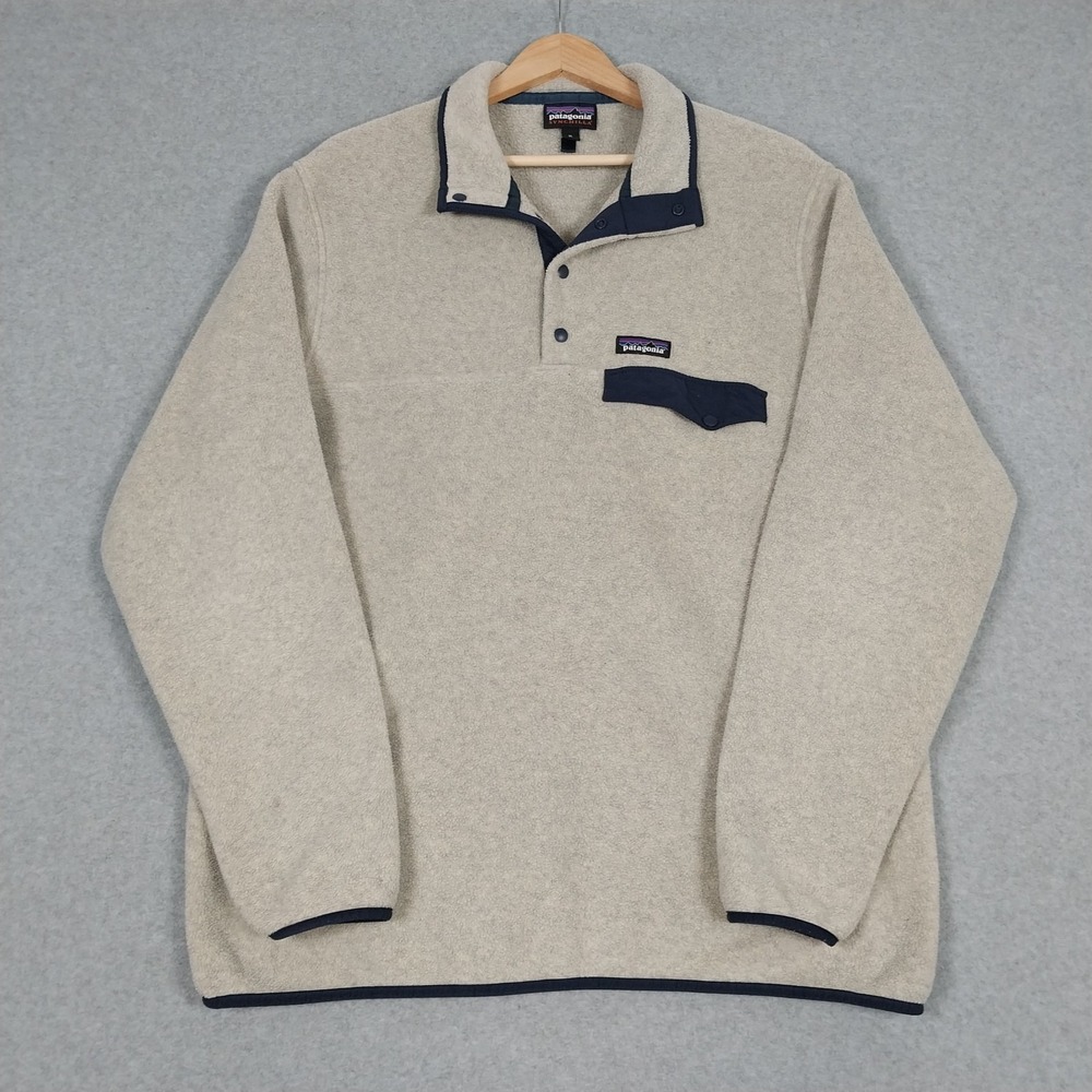 Patagonia Fleece Men XL Oatmeal Synchilla Snap T Pullover STY25551 Outdoor